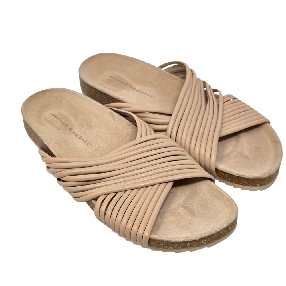 Loeffler Randall Petra Leather Slide Sandals Neutral Beige‎ Size 10